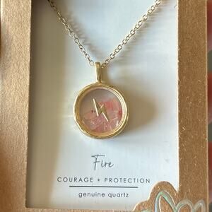 Bella Uno Bellissima Necklace‎ Courage Protection Genuine Quartz 14K Gold 16"